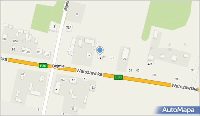 Bojmie, Warszawska, 74, mapa Bojmie