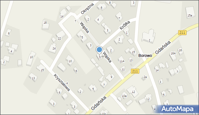 Borowo, Wąska, 1, mapa Borowo