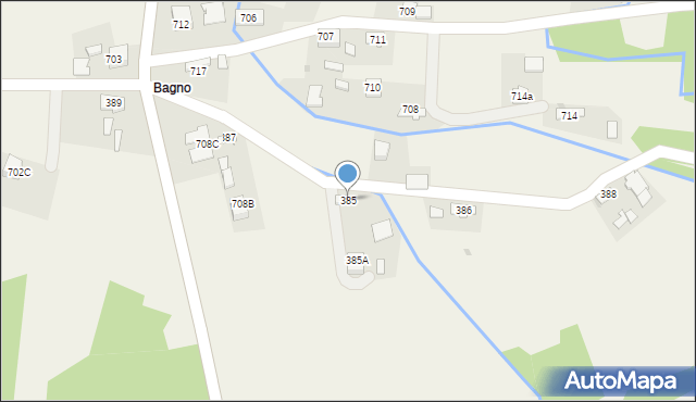 Borzęcin, Waryś, 385, mapa Borzęcin