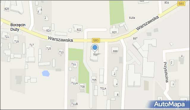 Borzęcin Duży, Warszawska, 703, mapa Borzęcin Duży