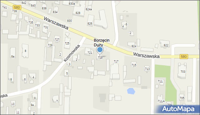 Borzęcin Duży, Warszawska, 719, mapa Borzęcin Duży