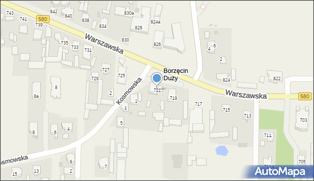 Borzęcin Duży, Warszawska, 721, mapa Borzęcin Duży