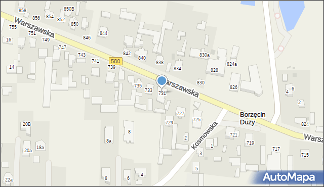 Borzęcin Duży, Warszawska, 731, mapa Borzęcin Duży