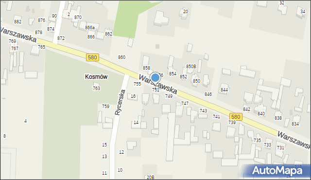 Borzęcin Duży, Warszawska, 751, mapa Borzęcin Duży