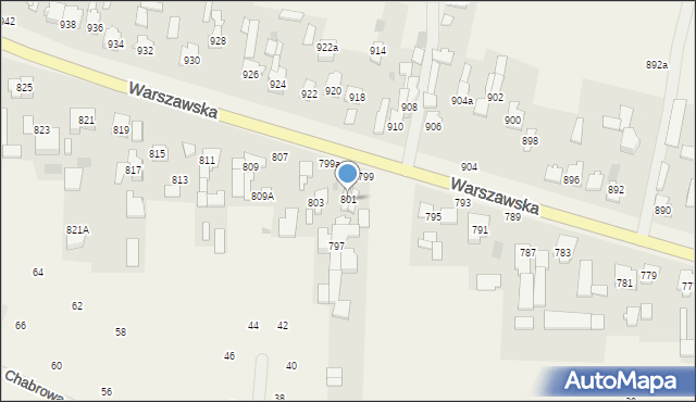 Borzęcin Duży, Warszawska, 801, mapa Borzęcin Duży