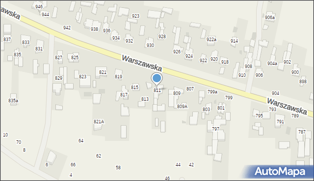 Borzęcin Duży, Warszawska, 811, mapa Borzęcin Duży