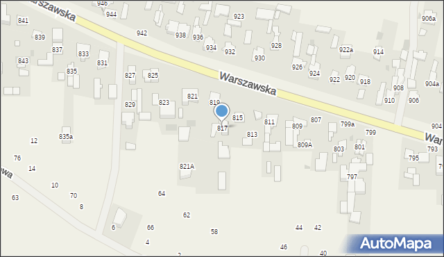 Borzęcin Duży, Warszawska, 817, mapa Borzęcin Duży