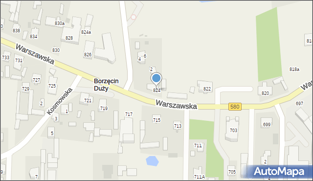 Borzęcin Duży, Warszawska, 824, mapa Borzęcin Duży