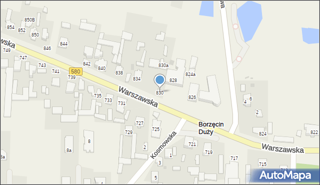 Borzęcin Duży, Warszawska, 830, mapa Borzęcin Duży