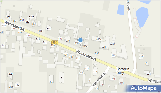 Borzęcin Duży, Warszawska, 836, mapa Borzęcin Duży