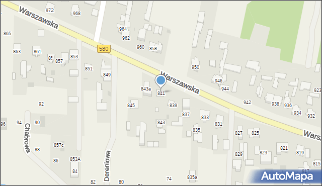 Borzęcin Duży, Warszawska, 841, mapa Borzęcin Duży