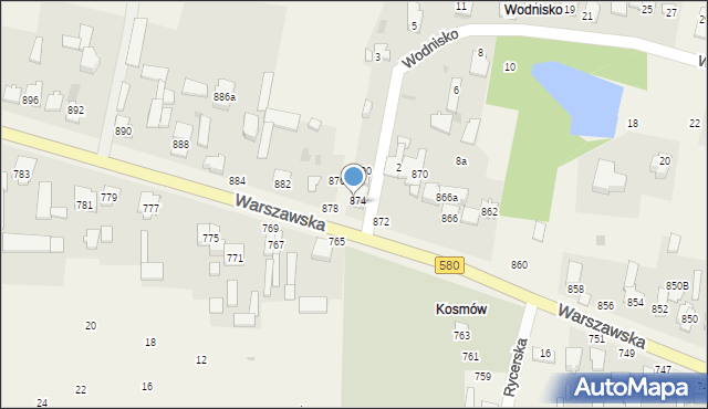 Borzęcin Duży, Warszawska, 874A, mapa Borzęcin Duży