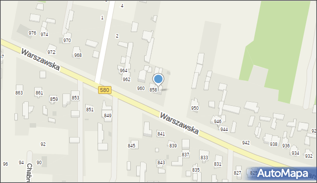 Borzęcin Mały, Warszawska, 956, mapa Borzęcin Mały