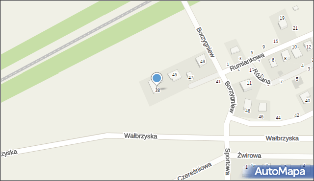 Borzygniew, Wałbrzyska, 38, mapa Borzygniew