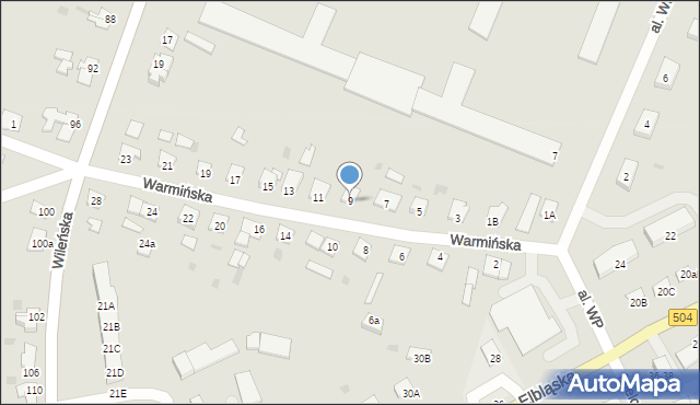 Braniewo, Warmińska, 9, mapa Braniewo