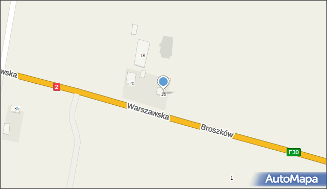 Broszków, Warszawska, 16, mapa Broszków