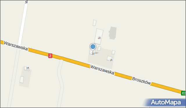 Broszków, Warszawska, 20, mapa Broszków