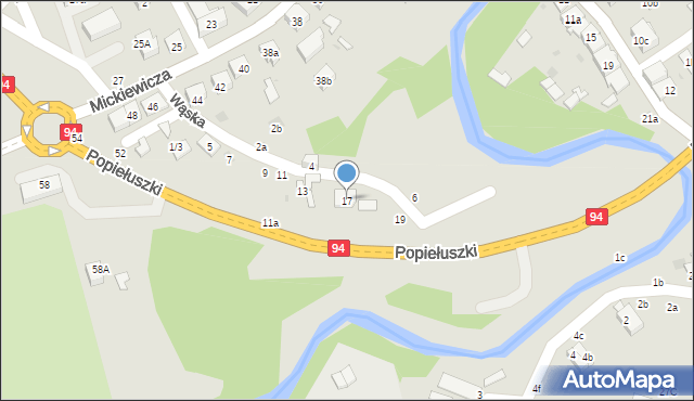 Brzesko, Wąska, 17, mapa Brzesko