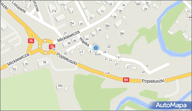 Brzesko, Wąska, 7, mapa Brzesko