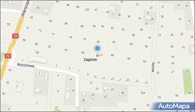 Brzozówka, Warszawska, 68, mapa Brzozówka