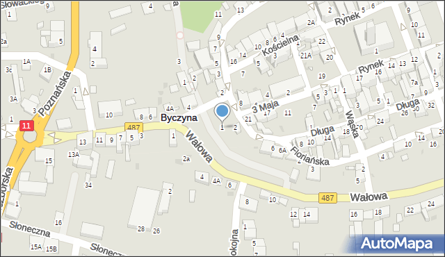 Byczyna, Wałowa, 1, mapa Byczyna