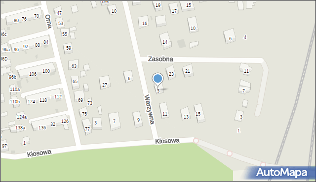 Bydgoszcz, Warzywna, 3, mapa Bydgoszczy