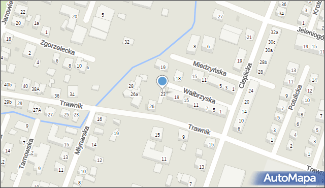 Bydgoszcz, Wałbrzyska, 23, mapa Bydgoszczy