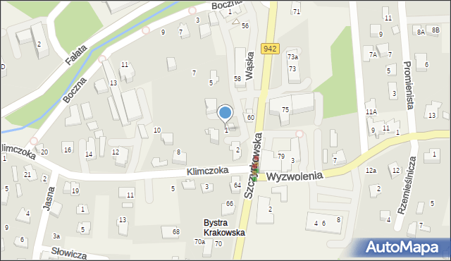 Bystra, Wąska, 1, mapa Bystra