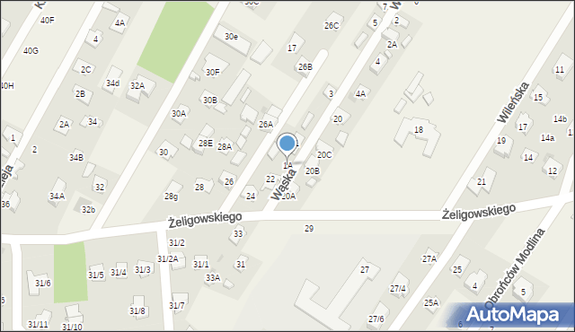 Chotomów, Wąska, 1A, mapa Chotomów