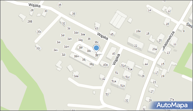 Czechowice-Dziedzice, Wąska, 38, mapa Czechowic-Dziedzic