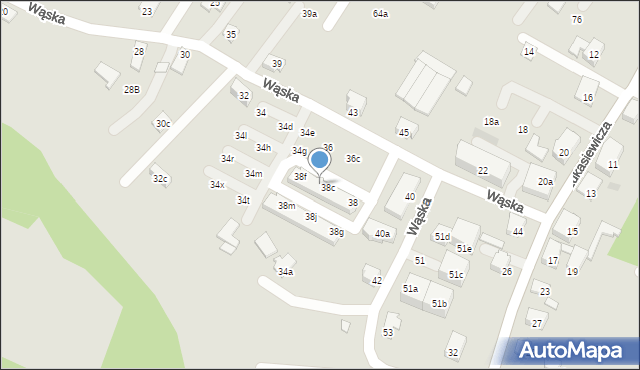 Czechowice-Dziedzice, Wąska, 38d, mapa Czechowic-Dziedzic