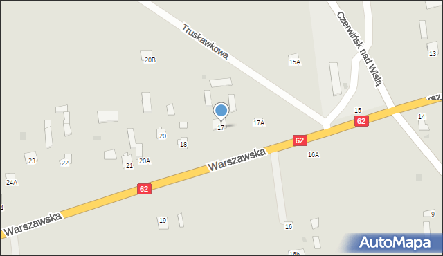 Czerwińsk nad Wisłą, Warszawska, 17, mapa Czerwińsk nad Wisłą