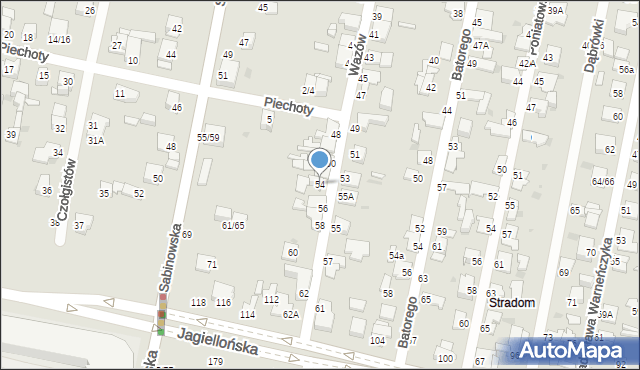 Częstochowa, Wazów, 54, mapa Częstochowy