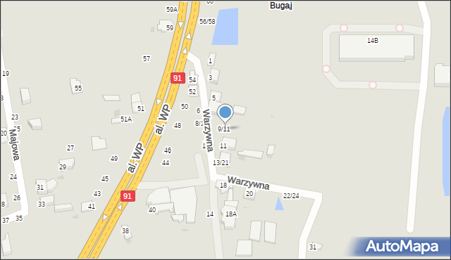 Częstochowa, Warzywna, 9/11, mapa Częstochowy