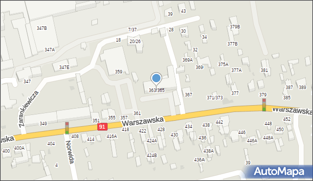 Częstochowa, Warszawska, 363/365, mapa Częstochowy