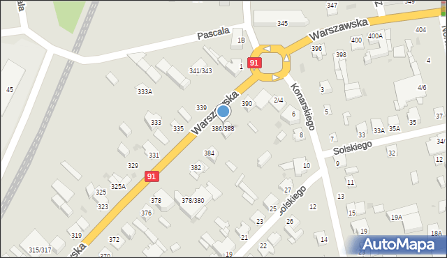 Częstochowa, Warszawska, 386/388, mapa Częstochowy