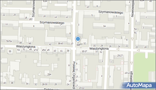 Częstochowa, Waszyngtona Jerzego, 34A, mapa Częstochowy