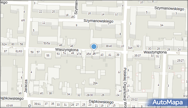 Częstochowa, Waszyngtona Jerzego, 45, mapa Częstochowy
