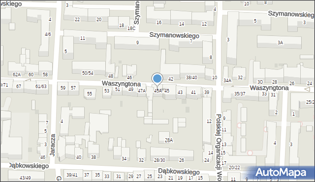 Częstochowa, Waszyngtona Jerzego, 45A, mapa Częstochowy