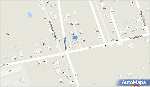 Częstochowa, Warowna, 34, mapa Częstochowy