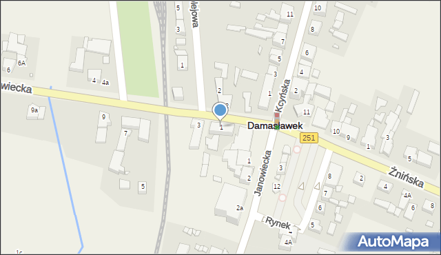 Damasławek, Wągrowiecka, 1, mapa Damasławek