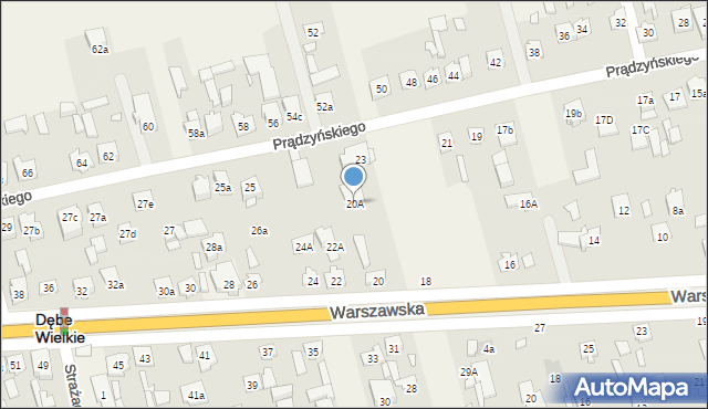 Dębe Wielkie, Warszawska, 20A, mapa Dębe Wielkie