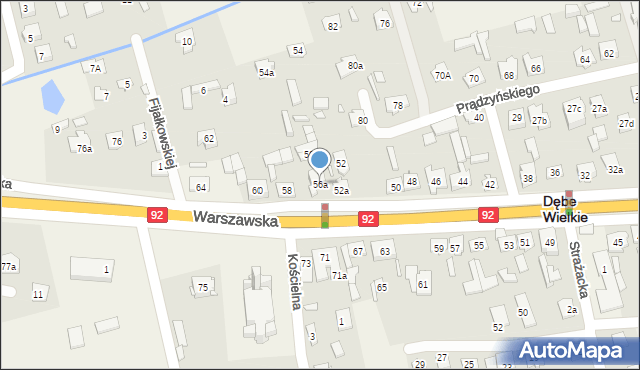 Dębe Wielkie, Warszawska, 56a, mapa Dębe Wielkie