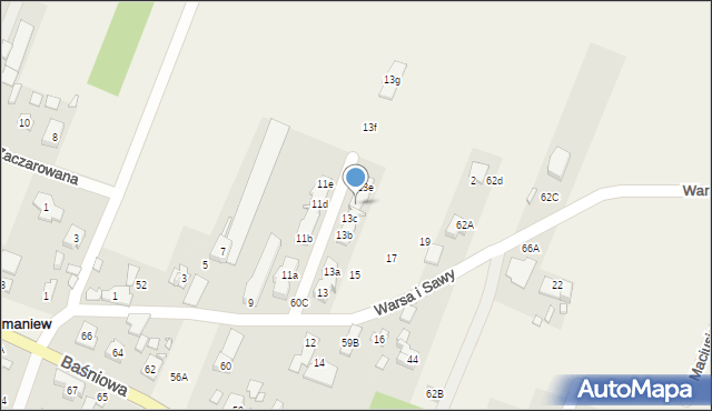 Domaniew, Warsa i Sawy, 13d, mapa Domaniew