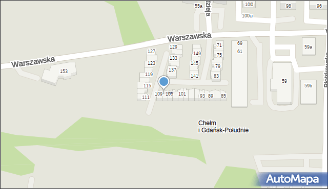 Gdańsk, Warszawska, 107, mapa Gdańska