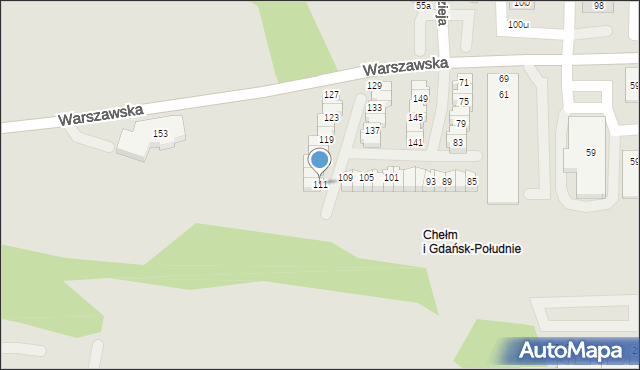 Gdańsk, Warszawska, 111, mapa Gdańska