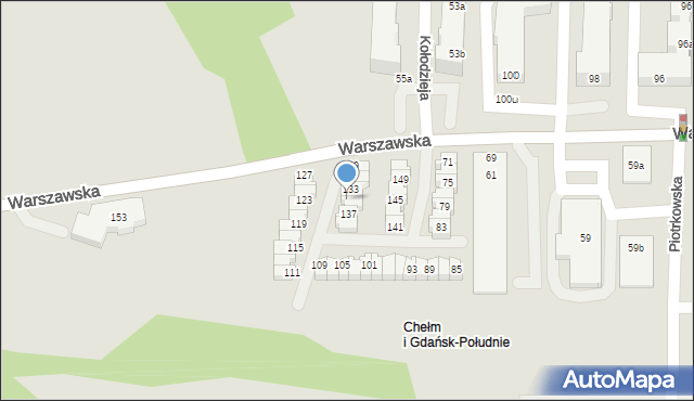 Gdańsk, Warszawska, 135, mapa Gdańska