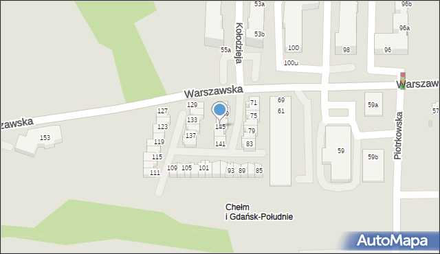 Gdańsk, Warszawska, 145, mapa Gdańska