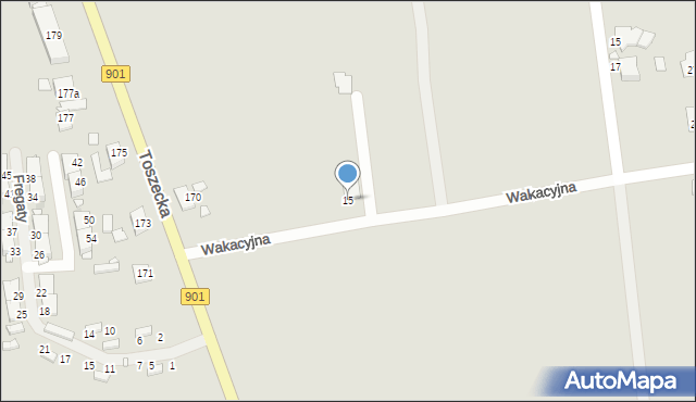 Gliwice, Wakacyjna, 15, mapa Gliwic