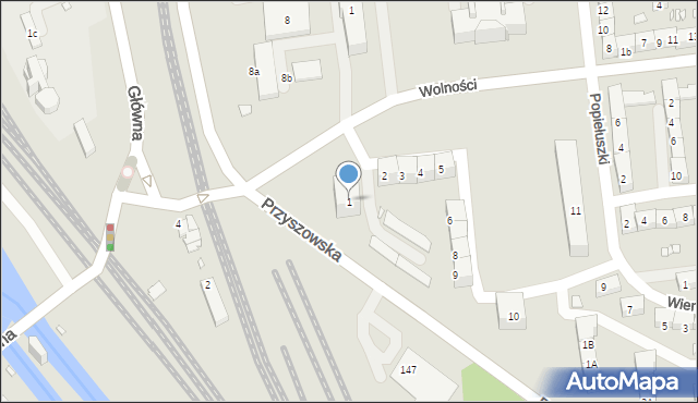 Gliwice, Waryńskiego Ludwika, 1, mapa Gliwic